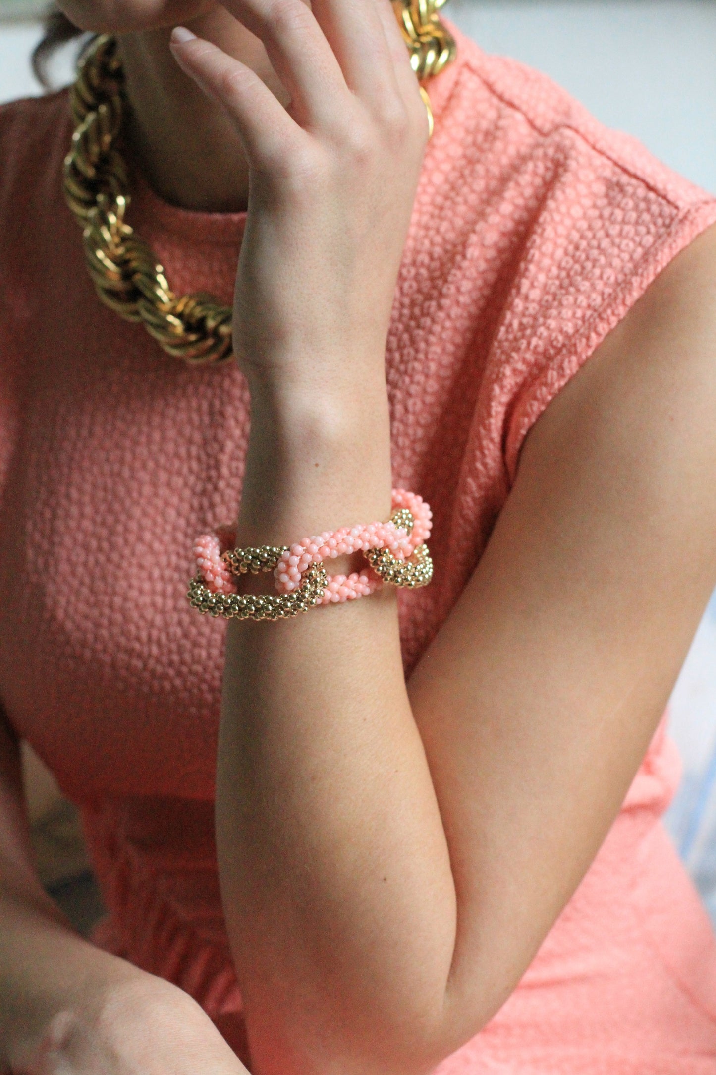 Gold with Pink Bracelet