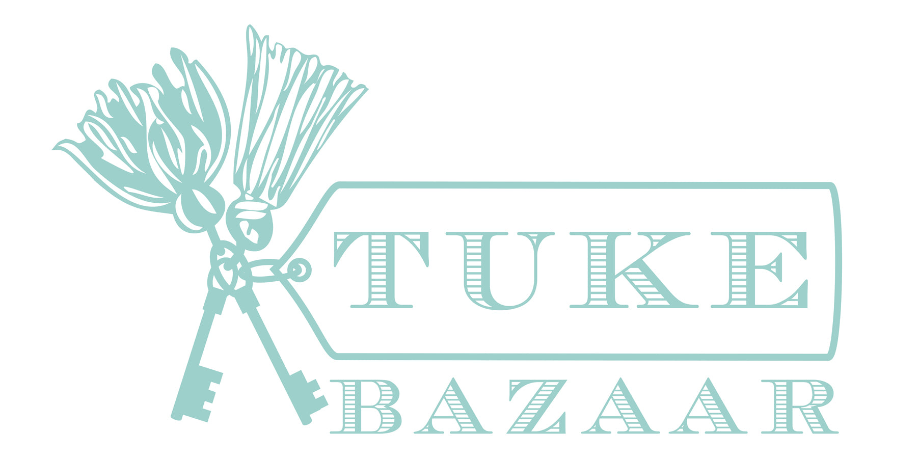 TUKE BAZAAR logo with antler keys icon in teal