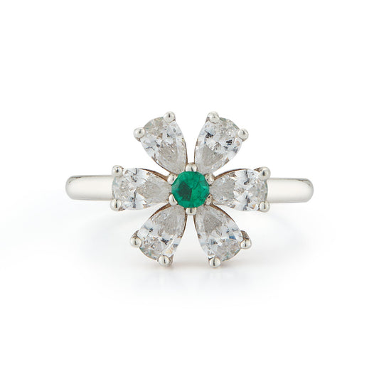 Les Fleurs Diamond and Emerald Ring